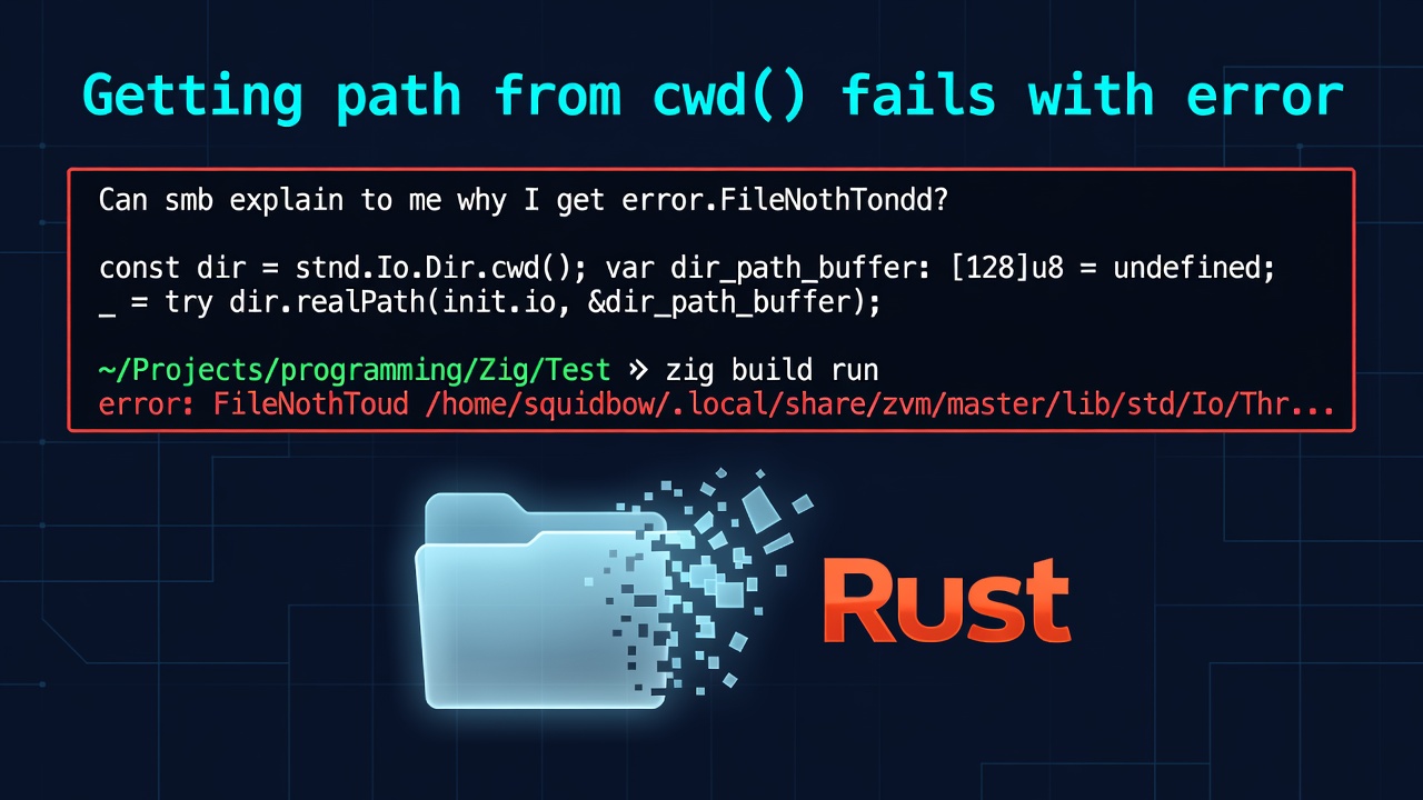Getting path from cwd() fails with error