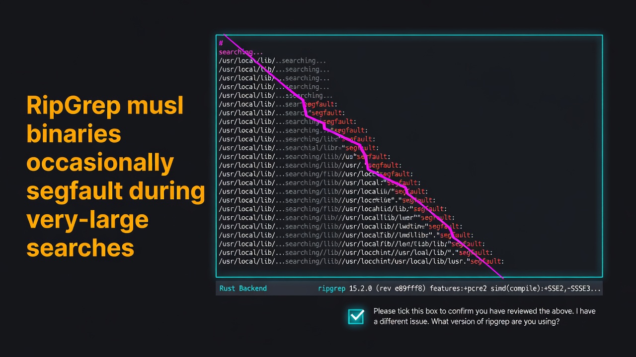 RipGrep musl binaries occasionally segfault during very-large searches