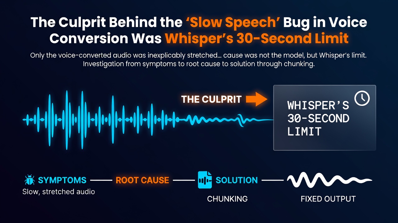 The Culprit Behind the 'Slow Speech' Bug in Voice Conversion Was Whisper's 30-Second Limit