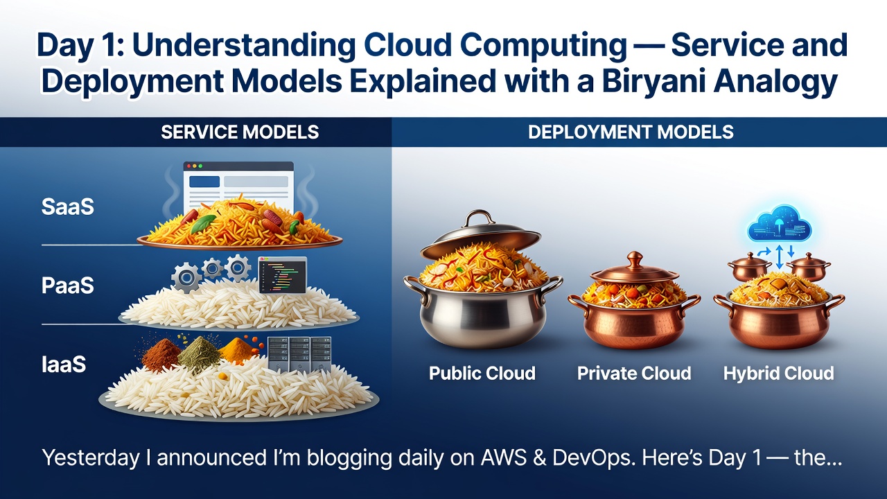 Day 1: Understanding Cloud Computing — Service and Deployment Models Explained with a Biryani Analogy