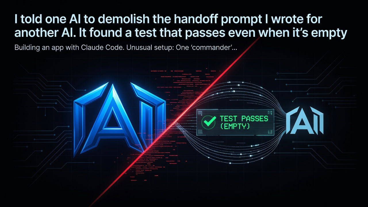 I told one AI to demolish the handoff prompt I wrote for another AI. It found a test that passes even when it's empty