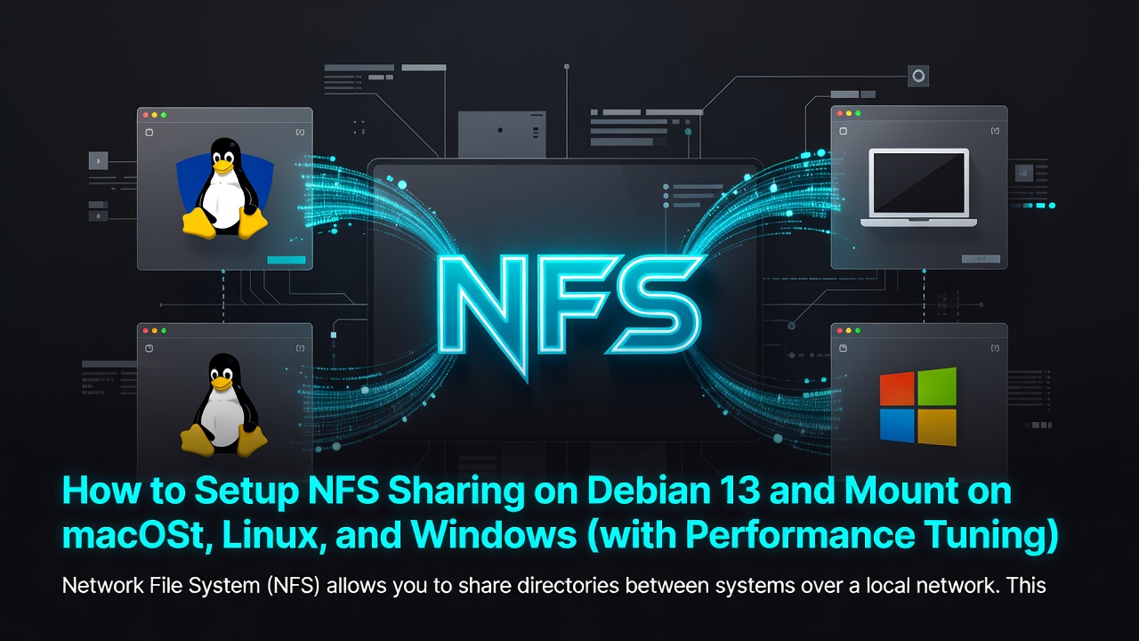 How to Setup NFS Sharing on Debian 13 and Mount on macOS, Linux, and Windows (with Performance Tuning)