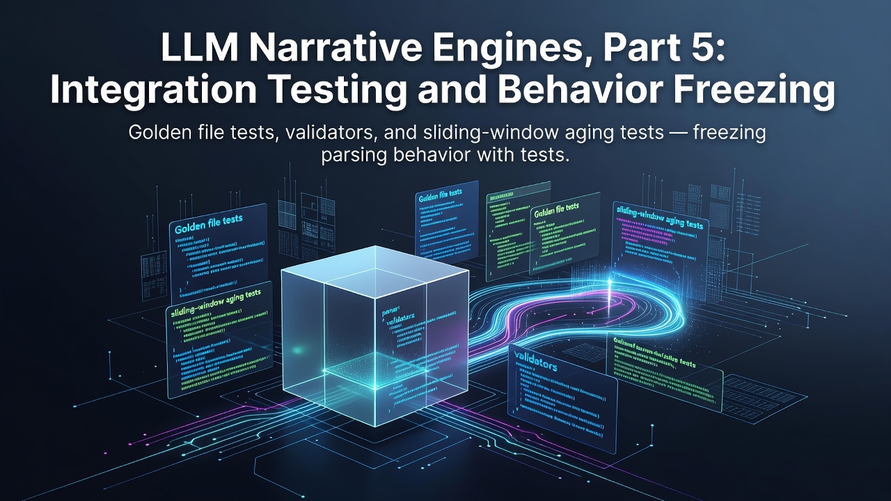 LLM Narrative Engines, Part 5: Integration Testing and Behavior Freezing