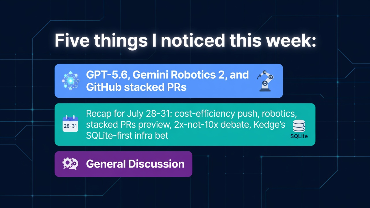 Five things I noticed this week: GPT-5.6, Gemini Robotics 2, and GitHub stacked PRs