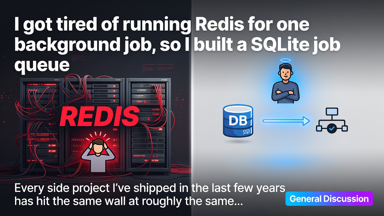 I got tired of running Redis for one background job, so I built a SQLite job queue