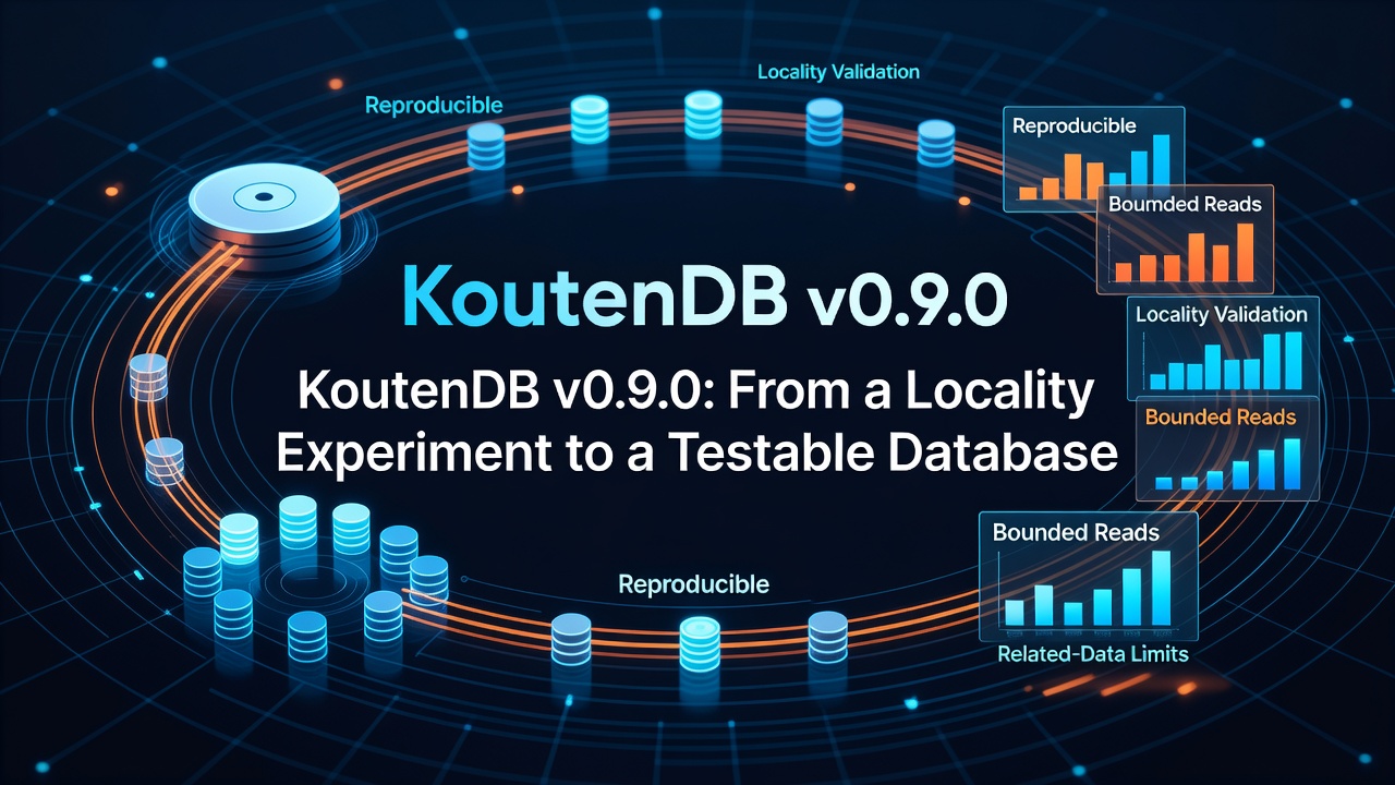 KoutenDB v0.9.0: From a Locality Experiment to a Testable Database