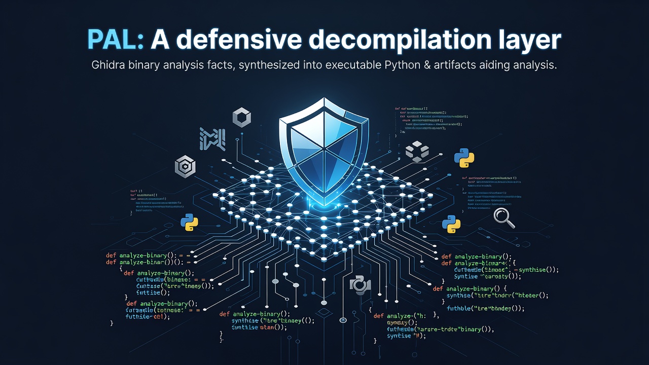 PAL: A defensive decompilation layer: Ghidra binary analysis facts, synthesized into executable Python & artifacts aiding analysis.