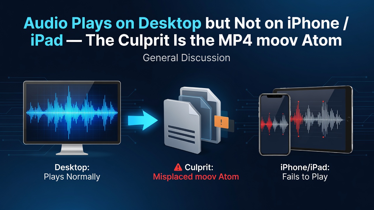 Audio Plays on Desktop but Not on iPhone / iPad — The Culprit Is the MP4 moov Atom