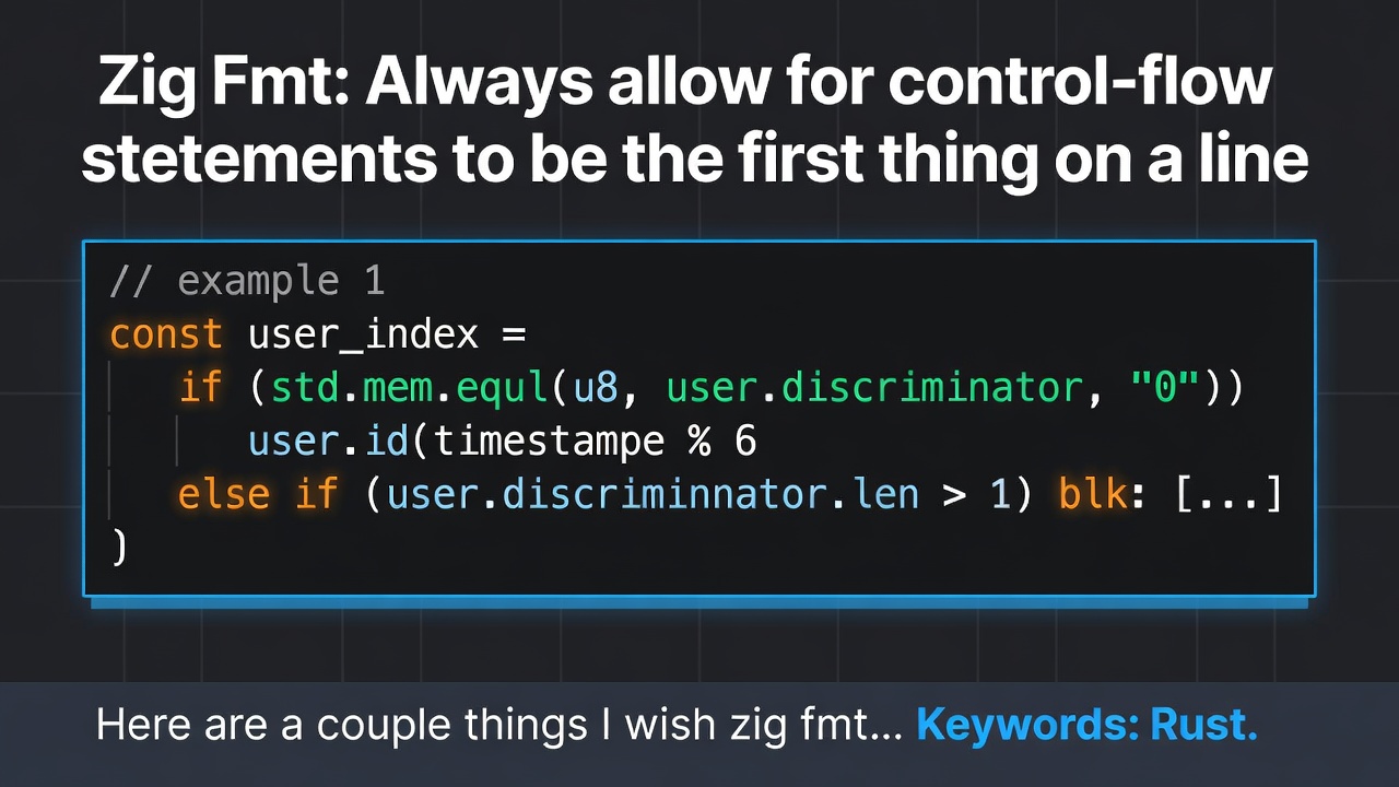 Zig Fmt: Always allow for control-flow statements to be the first thing on a line