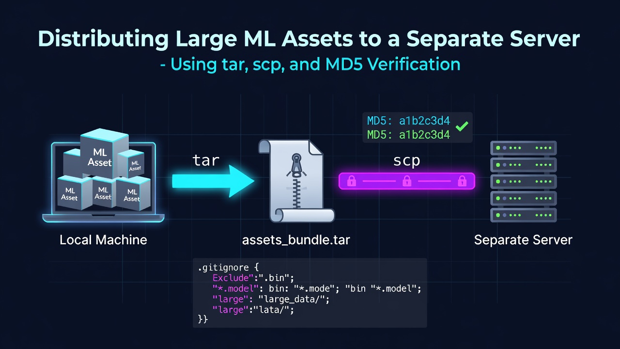 Distributing Large ML Assets (data/features) to a Separate Server - Using tar, scp, and MD5 Verification
